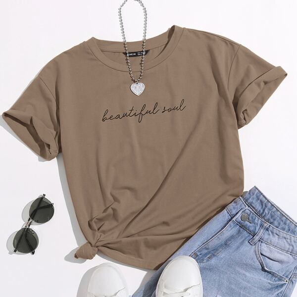 

Slogan Graphic Tee, Army green