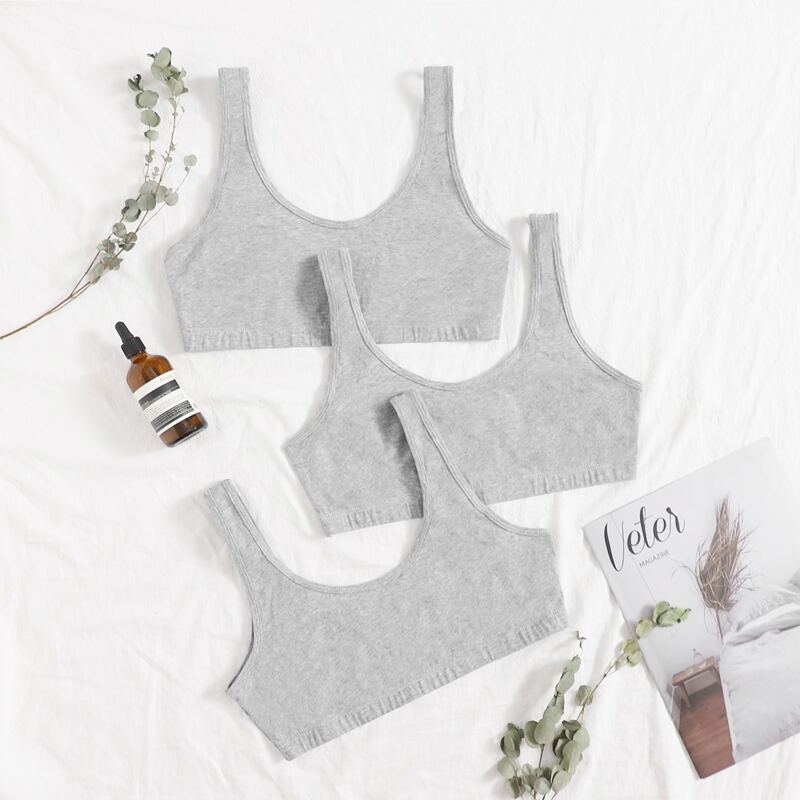 

3pack Solid Bralette Set, Dark grey