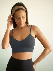 Muchica Solid Crop Cami Top - Dark Grey - View 1