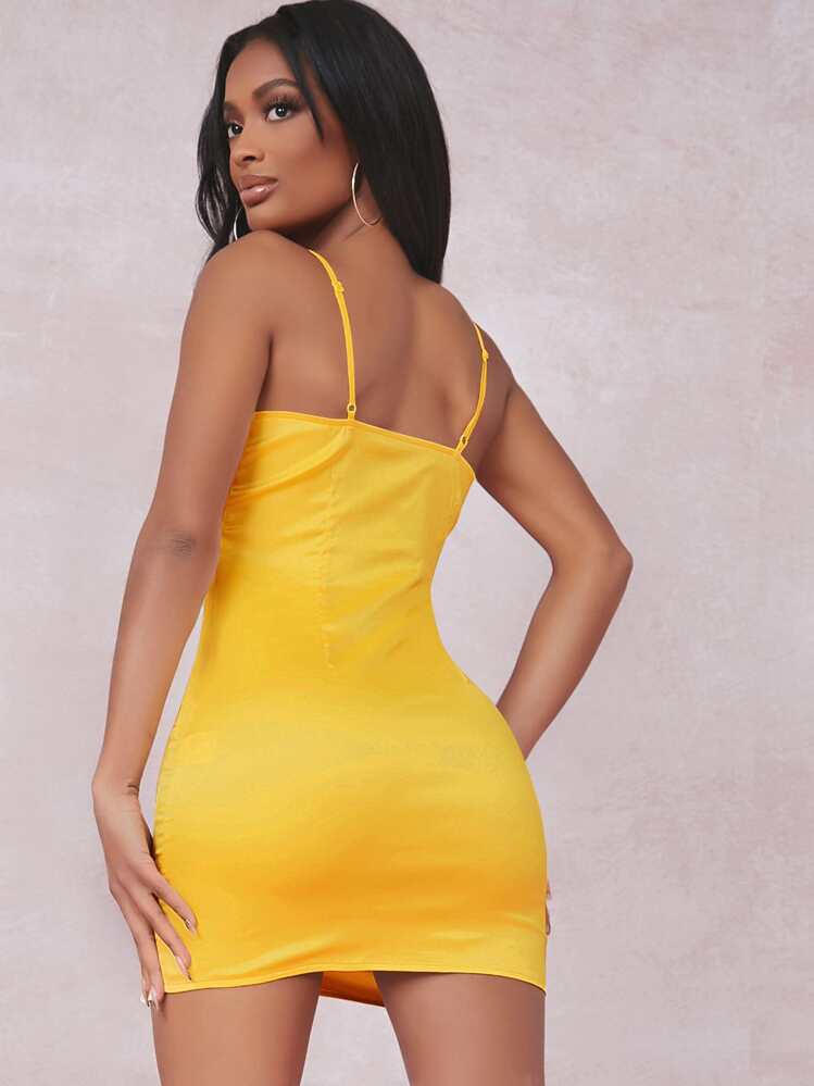 shein sxy split detail satin cami bodycon dress SHEIN SXY Split Detail Satin Cami Bodycon Dress