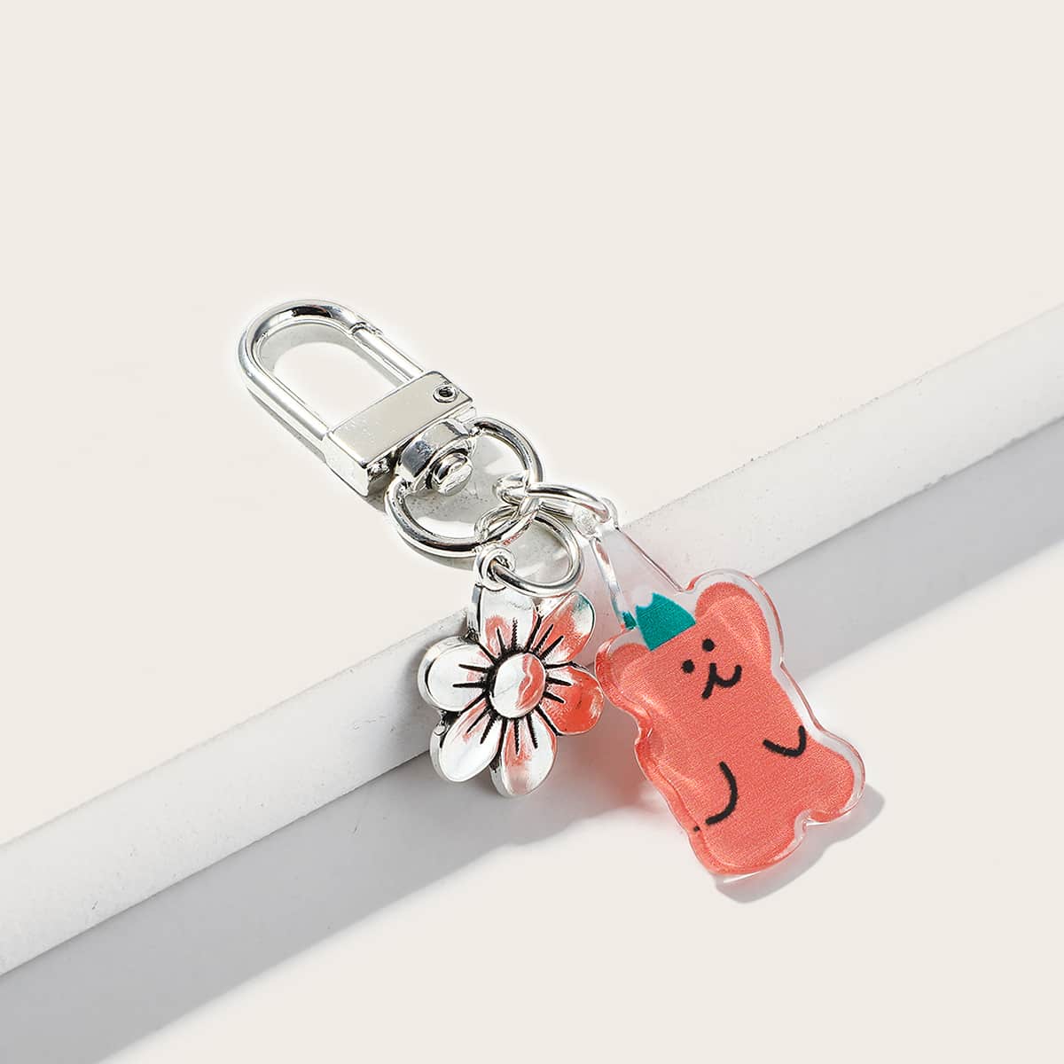 

Bear & Flower Decor Bag Charm, Orange