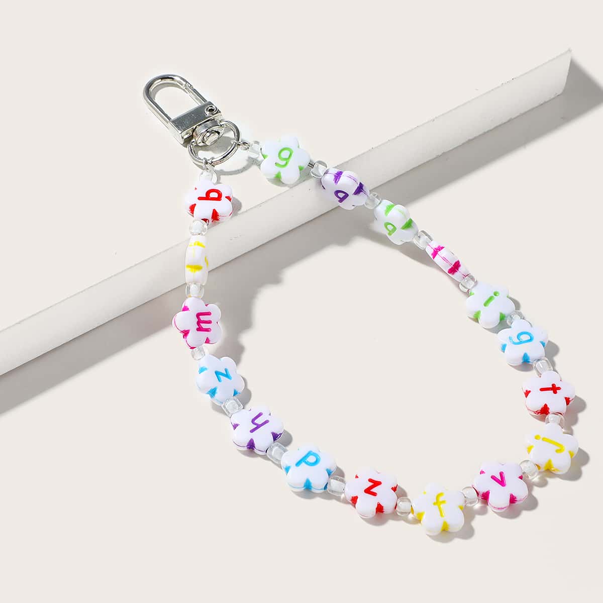 

Letter Graphic Flower Bag Charm, Multicolor