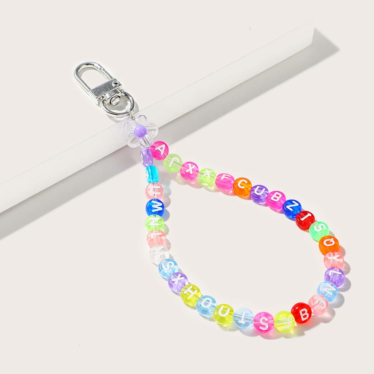 

Letter Graphic Beaded Bag Charm, Multicolor