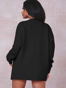 SHEIN SXY Rib-knit Crop Cami Top With Coat & Shorts Set - Black - View 2