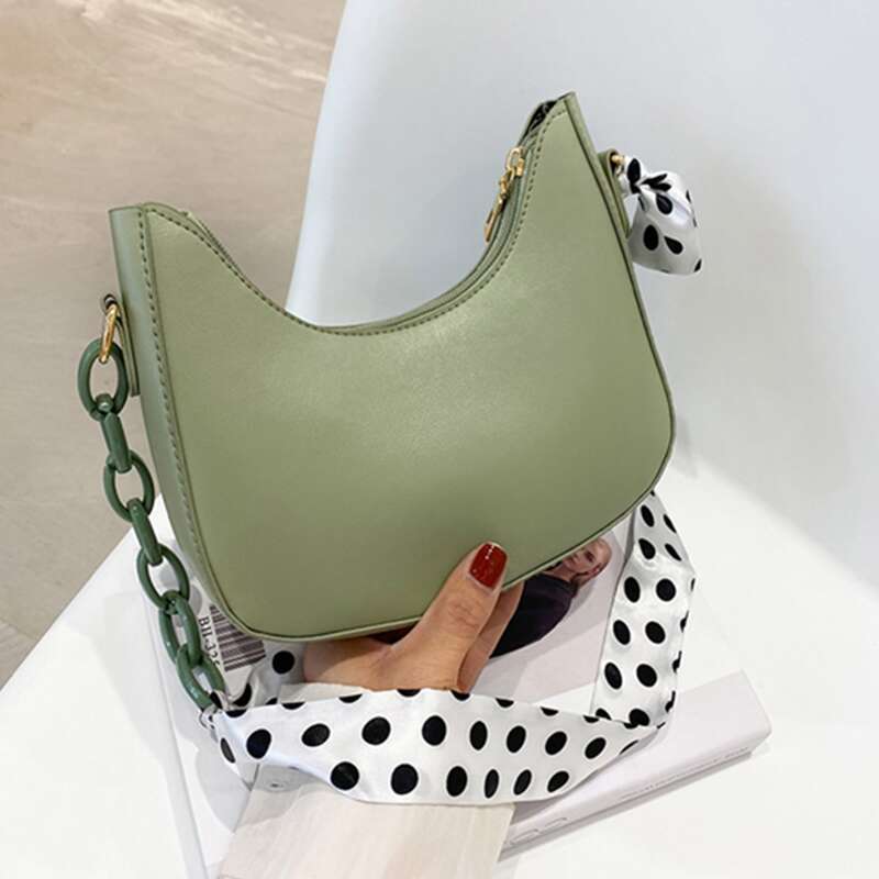 

Twilly Scarf Decor Hobo Bag, Green