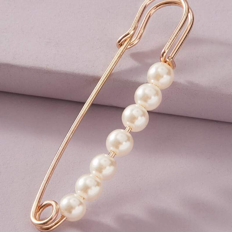 

Faux Pearl Brooch, White
