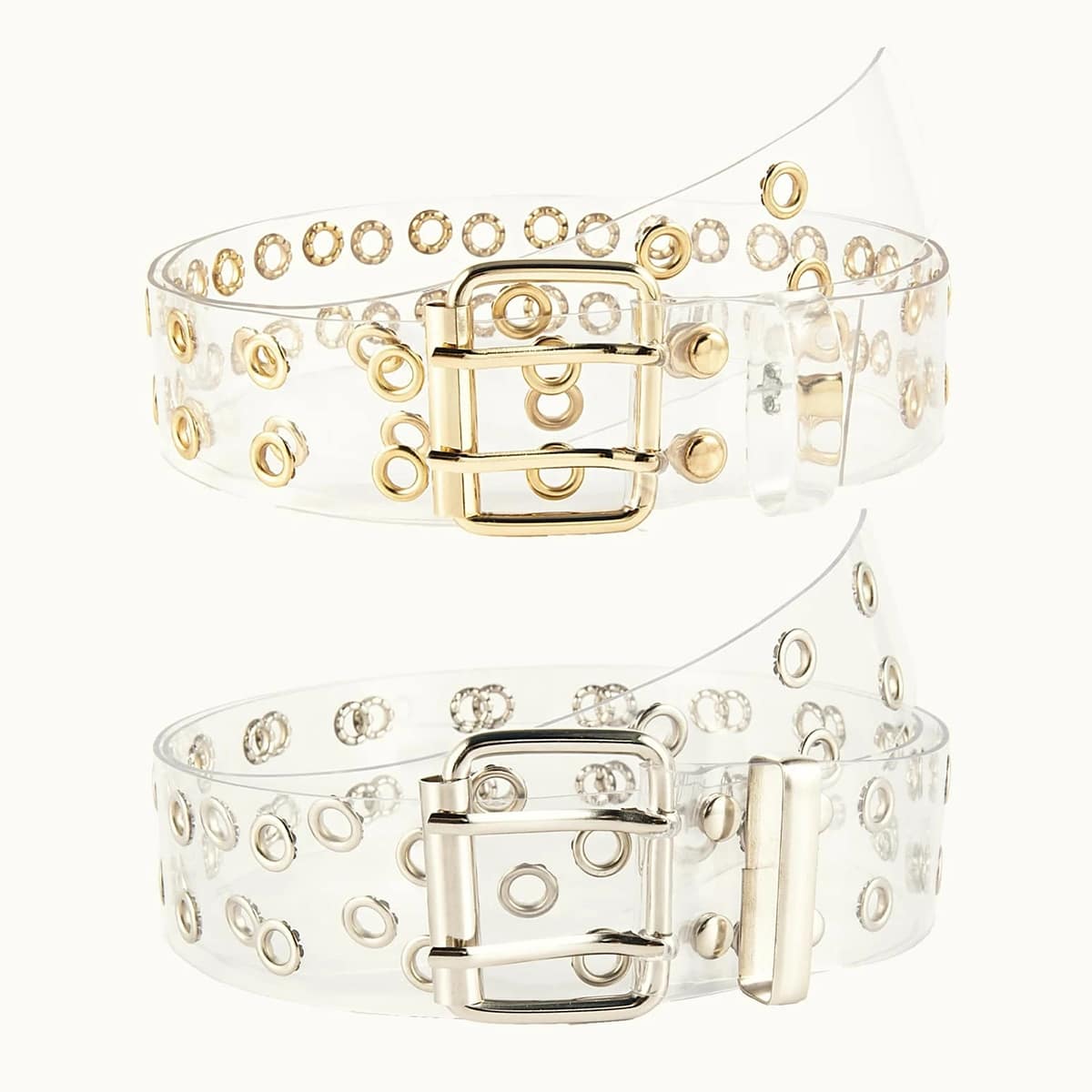 

2pcs Clear Eyelet Decor Belt, Multicolor