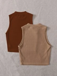 SHEIN EZwear 2 piezas top tank tejido de canalé - Multicolor - Ver 2