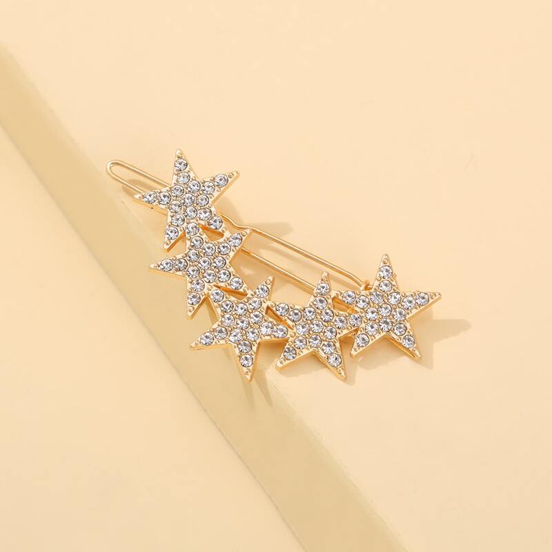 

1pc Rhinestone Star Hair Clip, Gold