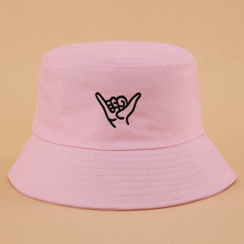 

Gesture Embroidered Bucket Hat, Pink