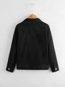 Chaqueta De Niño Detalle De Costura Con Solapa Delantera - Negro - Ver 2