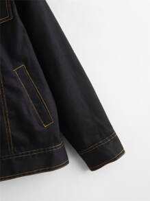 Chaqueta De Niño Detalle De Costura Con Solapa Delantera - Negro - Ver 3