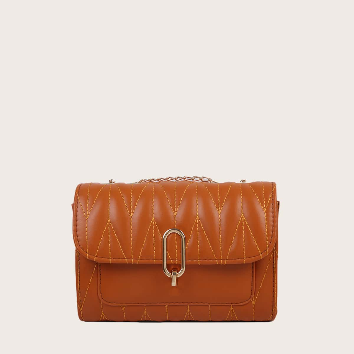 

Stitch Detail Chain Bag, Brown