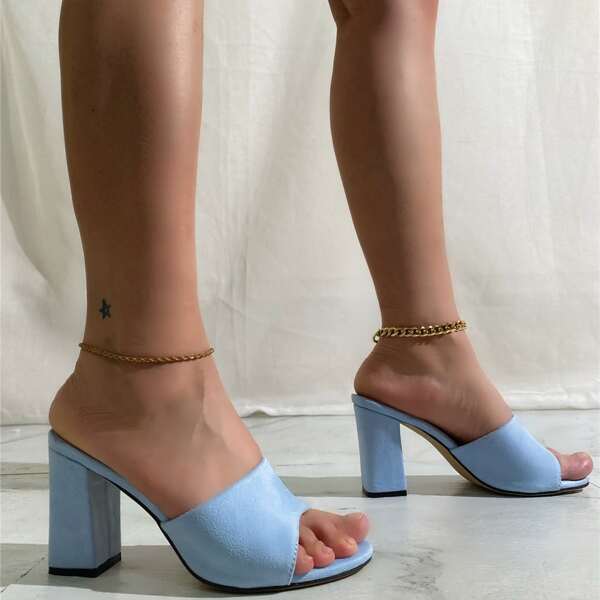 

Minimalist Chunky Sandal Mules, Baby blue