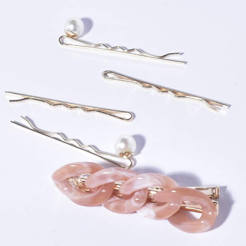 

5pcs Faux Pearl Decor Hair Clip, Multicolor
