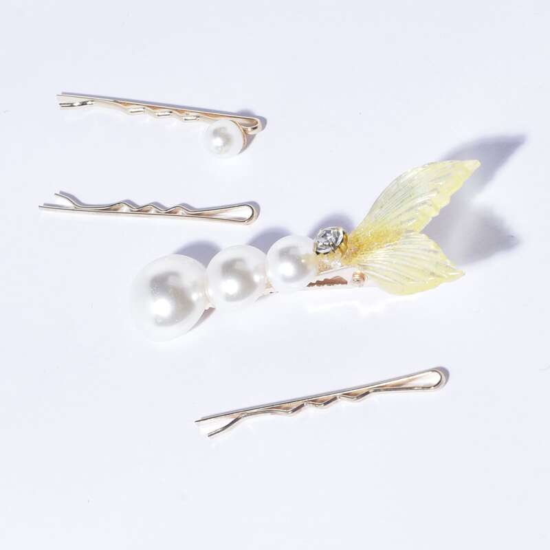 

4pcs Faux Pearl Decor Hair Clip, Multicolor
