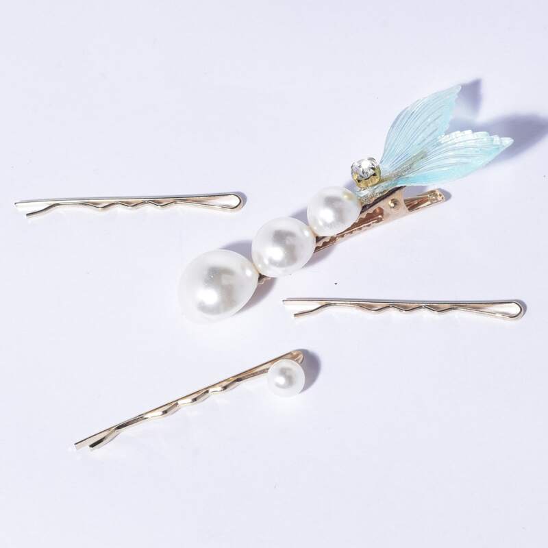 

4pcs Faux Pearl Decor Hair Clip, Multicolor