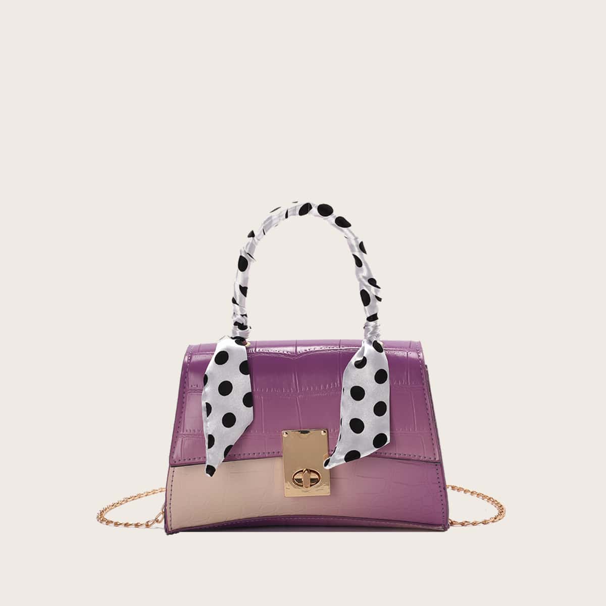 

Twilly Scarf Decor Ombre Satchel Bag, Purple