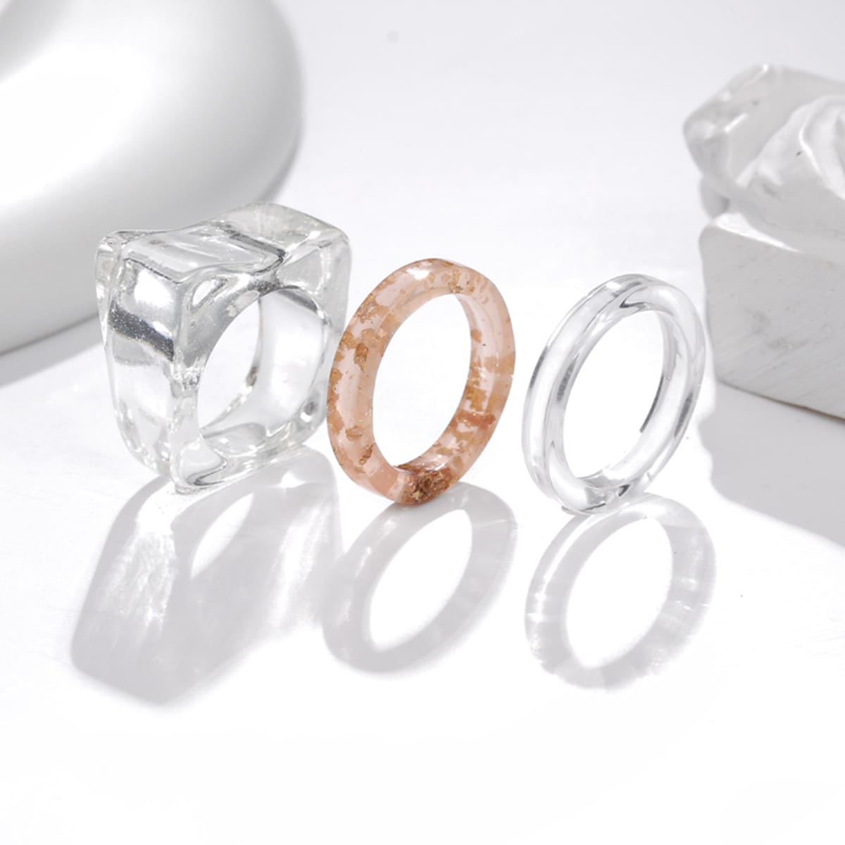 

3pcs Resin Ring, Multicolor