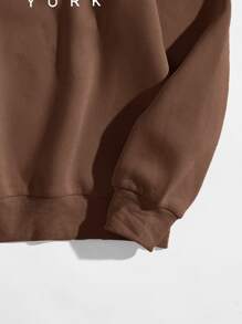 Letter Graphic Drop Shoulder Sweatshirt - Coffee Brown - View 4