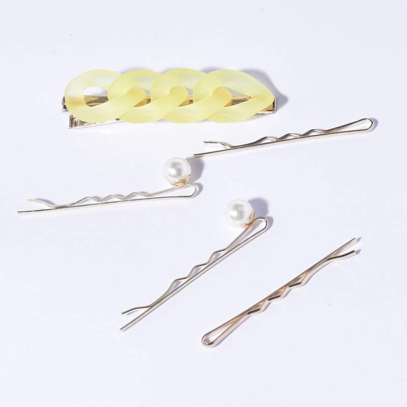 

5pcs Faux Pearl Decor Hair Clip, Multicolor