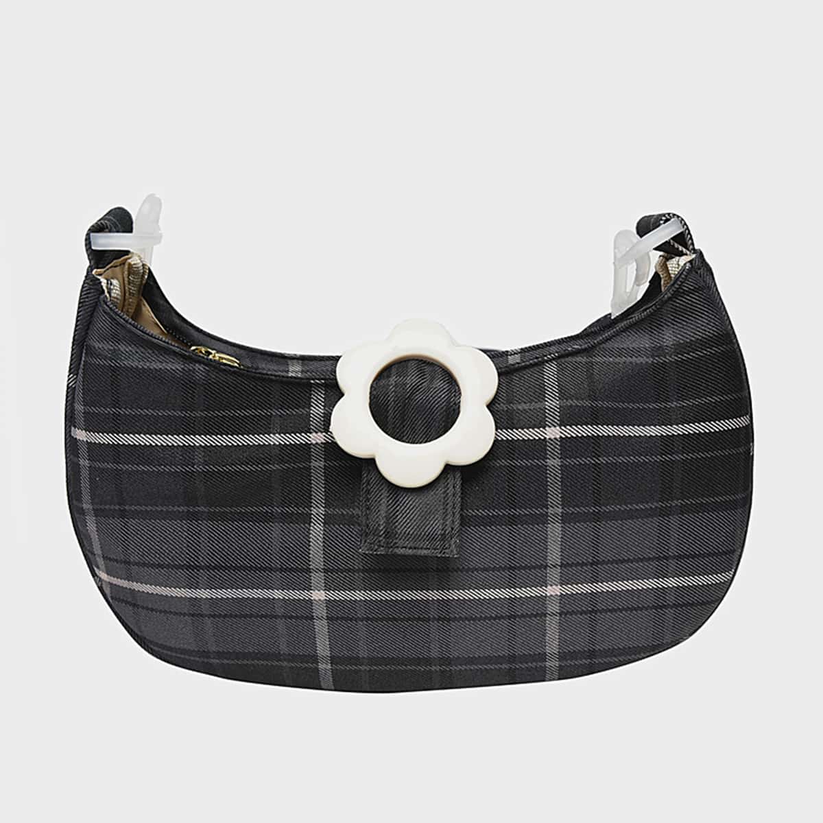 

Plaid Crossbody Bag, Black