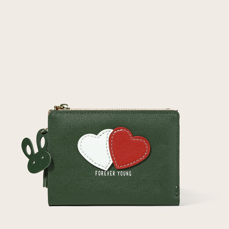 

Heart Pattern Small Wallet, Green