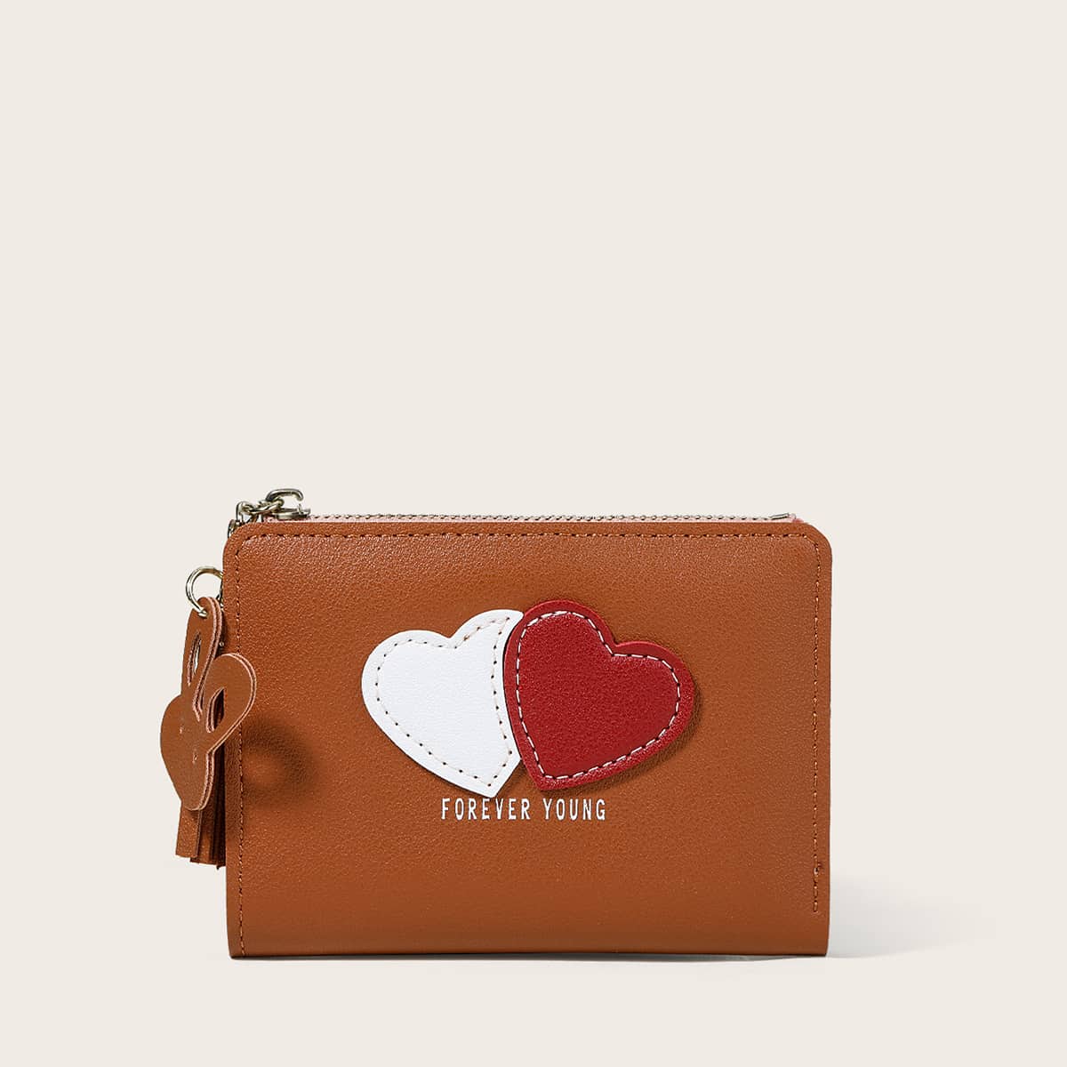 

Heart Pattern Small Wallet, Brown