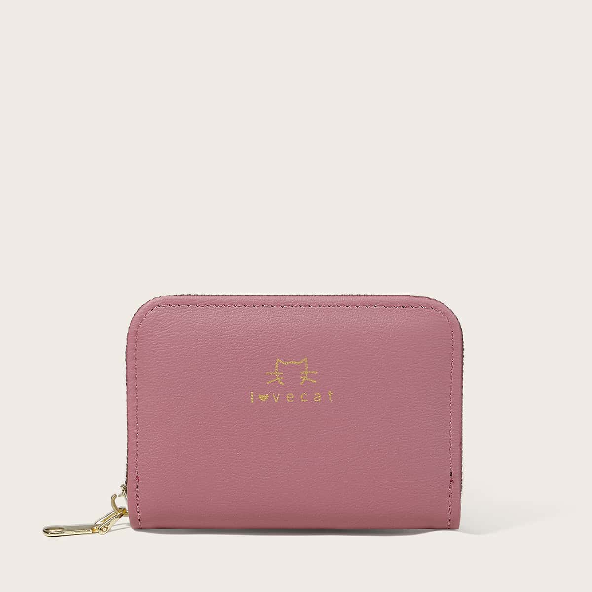 

Slogan Graphic Small Wallet, Hot pink