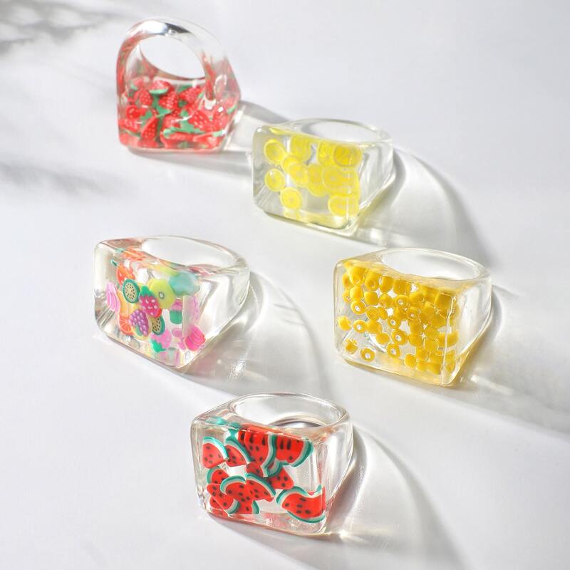 

1pc Random Fruit Resin Ring, Multicolor