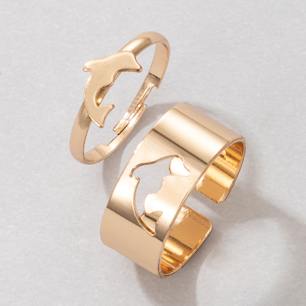 

2pcs Dolphin Ring, Gold