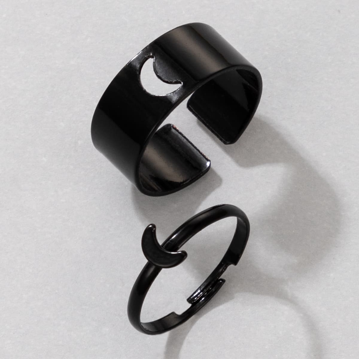 

2pcs Moon Cuff Ring, Black