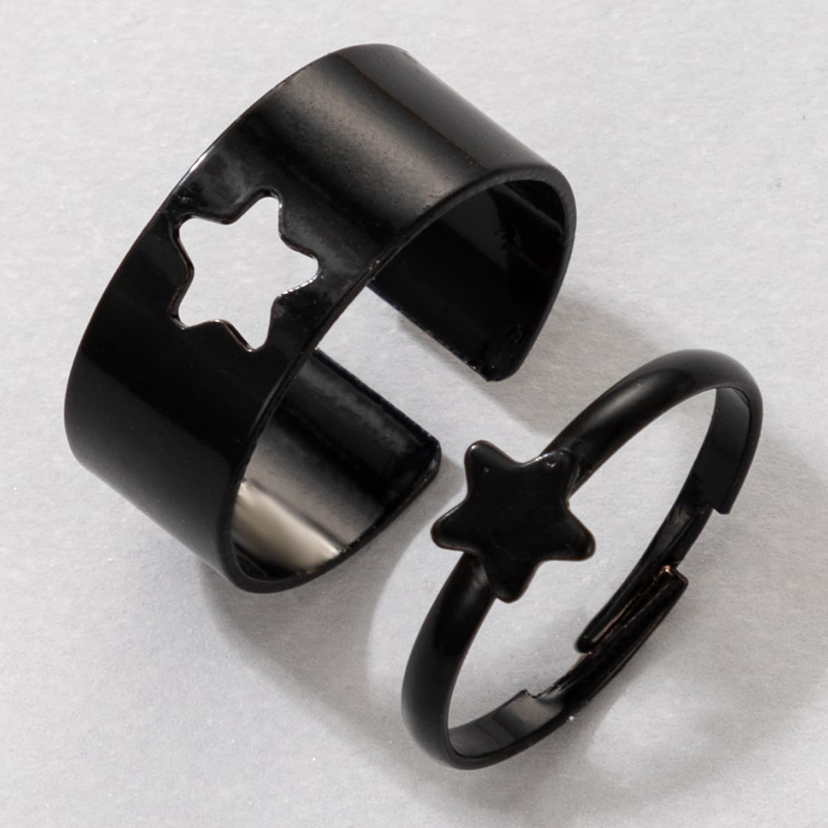 

2pcs Star Design Ring, Black