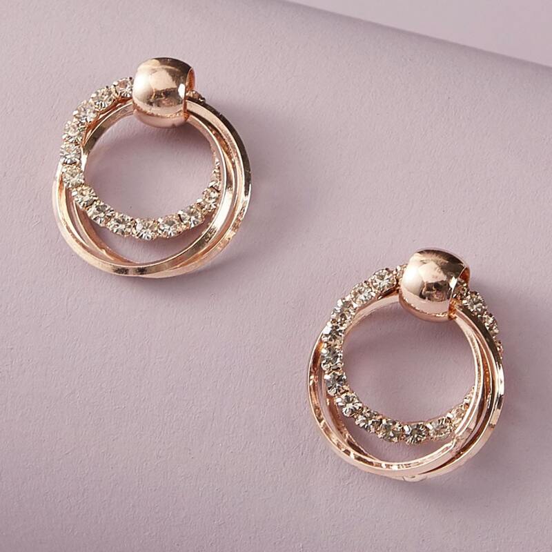 

Layered Ring Drop Earrings, Rose gold