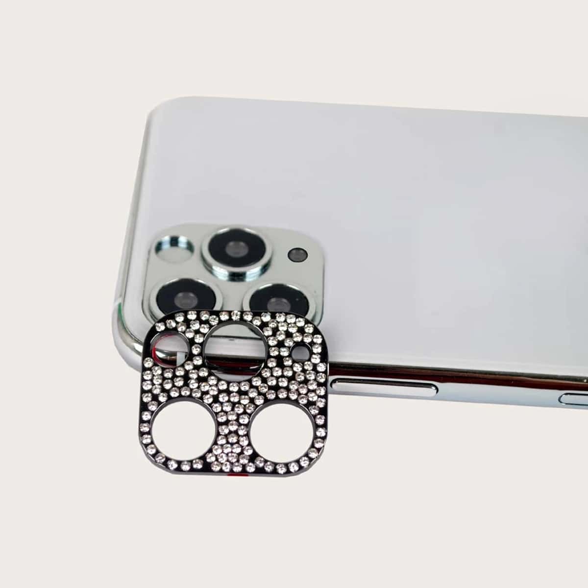 

1pc Rhinestone iPhone Lens Film, Black