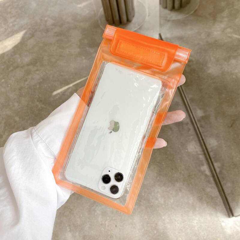 

1pc Clear Waterproof Phone Bag, Orange