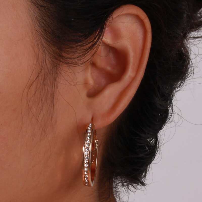 

Rhinestone Hoop Earrings, Gold