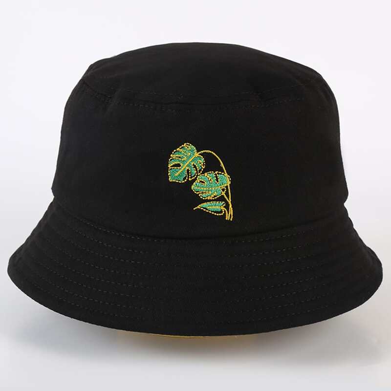 

Guys Leaf Embroidery Bucket Hat, Black