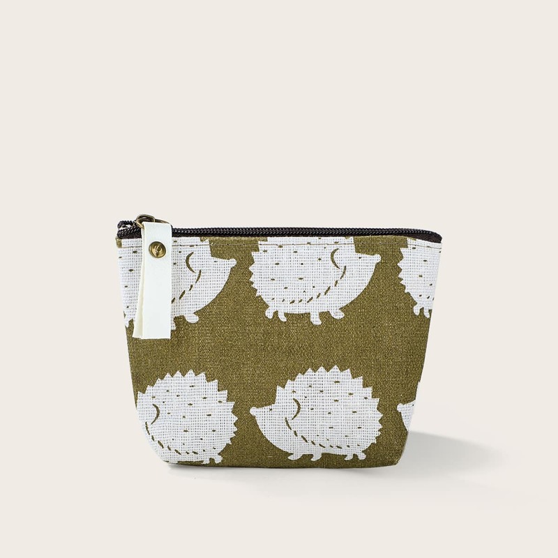 

Cartoon Hedgehog Print Wallet, Green