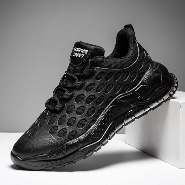 

Men Letter Graphic Lace Up Front Sneakers, Black