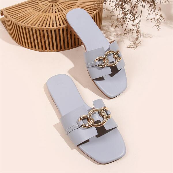 

Chain Decor Slide Sandals, Blue