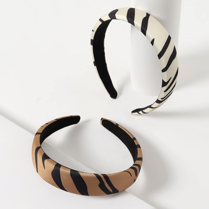 

2pcs Zebra Striped Headband, Multicolor