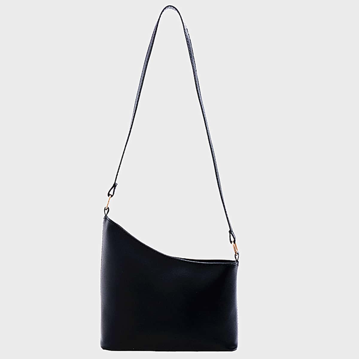 

Asymmetrical Crossbody Bag, Black