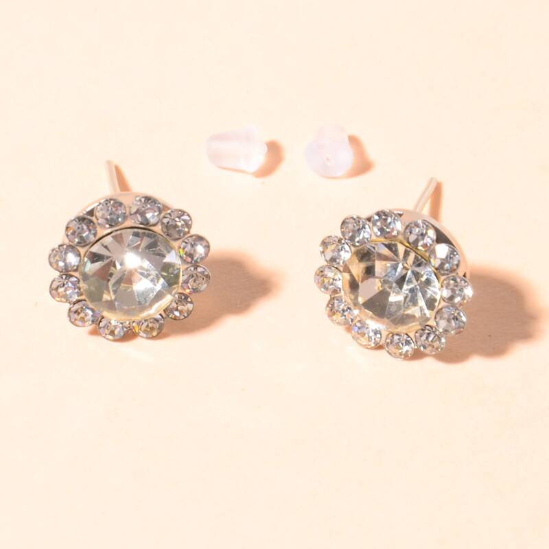 

Rhinestone Stud Earrings, Clear