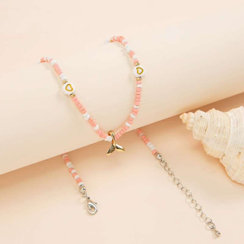 

Fish Tail Charm Beaded Necklace, Multicolor
