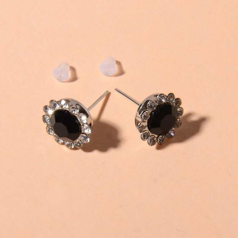 

Rhinestone Stud Earrings, Black