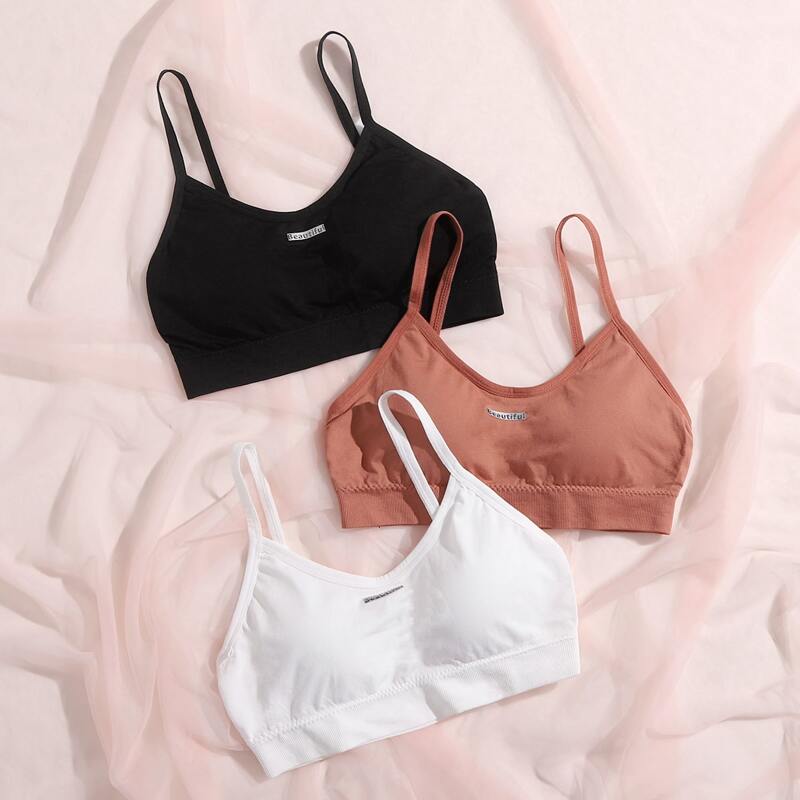 

3pack Letter Graphic Bra Set, Multicolor