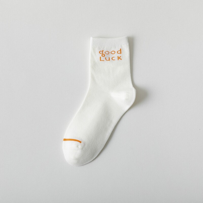 

1pair Letter Graphic Crew Socks, White