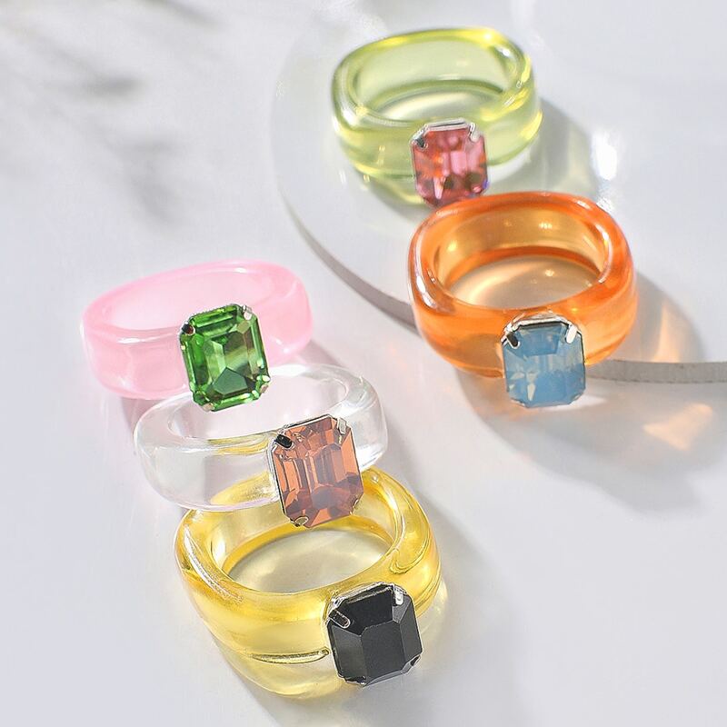 

5pcs Rhinestone Ring, Multicolor