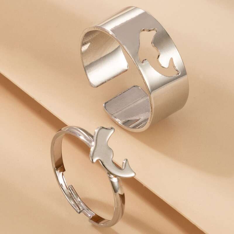 

2pcs Dolphin Ring, Silver